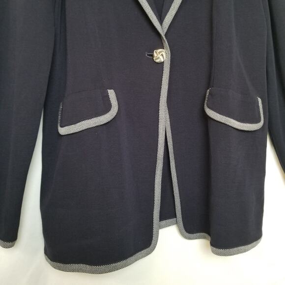Misook Navy & White Women's Blazer Single Breasted Long Sleeve Notch Collar Sz M - Picture 6 of 8